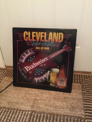 Vintage 1987 Cleveland Ohio Rock & Roll Hall Of Fame Electric Budweiser Sign