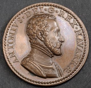 1560,  France,  Antoine Of Navarre/henry Ii.  Bronze Medal.  19th Century Strike