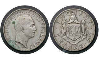 1 Frang Ar 1937 R Albania King Zog I Silver Coin 16 From 1$
