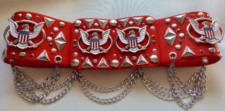 Elvis Style Concert Belt In Stunning Red With All Silver Trim