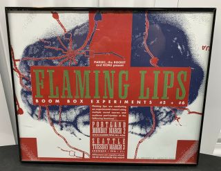 Vintage 1998 Flaming Lips Boombox Experiment Seattle Portland Glitter Poster