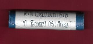 Bahamas 1 Cent 1998 Bu Roll Of 50 Coins,  Starfish,  Value At Top,  Elizabeth Ii,  Natio