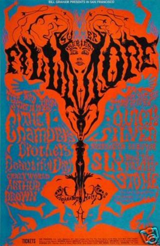 Chambers Brothers Fillmore June 1968 Sly Family Stone Lee Conklin Poster 1st P