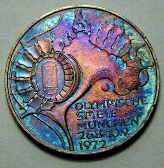 GERMANY 1972 - G 10 Mark Olympische Spiele München Deutsche Land Silver Coin Toned 2