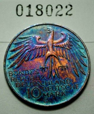 GERMANY 1972 - G 10 Mark Olympische Spiele München Deutsche Land Silver Coin Toned 3