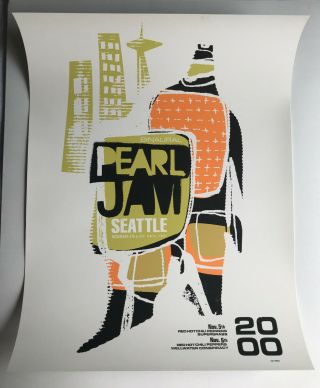 Pearl Jam Seattle 2000 Official Concert Poster Ames Bros Design