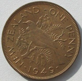 Zealand 1949 Penny,  Unc,  Low Mintage,  Km Tn 21