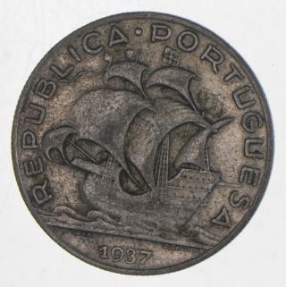 Silver Roughly Size Of Quarter 1937 Portugal 5 Escudos World Silver Coin 779