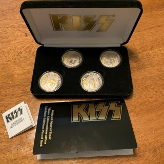 Kiss Official Silver Coin Set 4 Total Oz.  999 Silver Round,  Gold Case