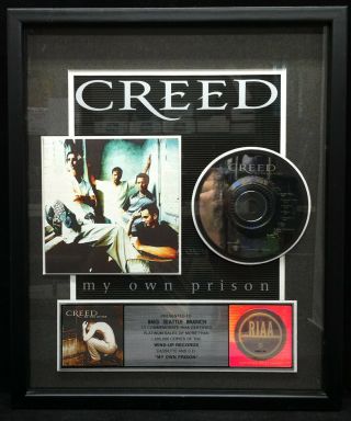 Creed My Own Prison 1997 Riaa Platinum Cd Award Plaque