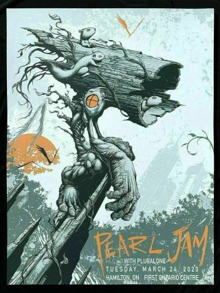 Pearl Jam Show Poster Hamilton Ontario By Byous 3/24/2020 Print Signed X/79
