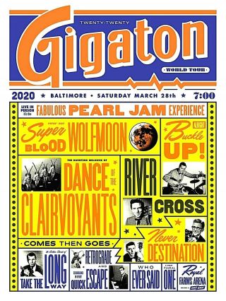 Pearl Jam 2020 Baltimore Regular Artist Edition Poster Signed S/n 130 Confirmed