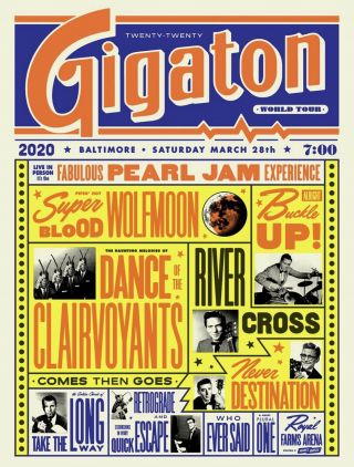 Pearl Jam 2020 Baltimore Regular Edition Poster Confirmed