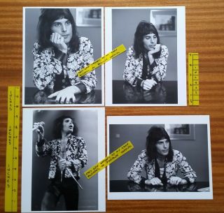 Freddie Mercury Queen 4 X Old B&w Photos 10 " X 8 " 1970 