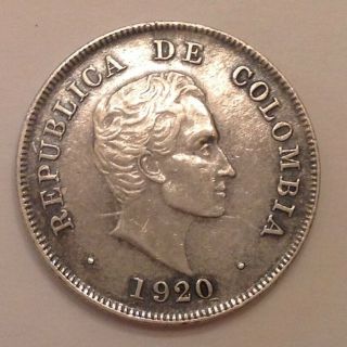 1920 Colombia 20 Silver Centavos
