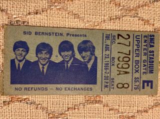 Set Of 2 Beatles Ticket Stub Shea Stadium Aug 23 1966