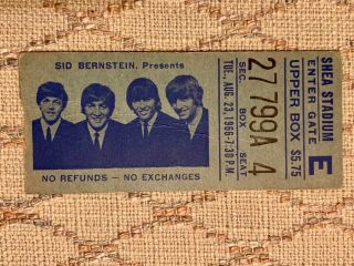 set of 2 Beatles Ticket Stub Shea Stadium Aug 23 1966 3