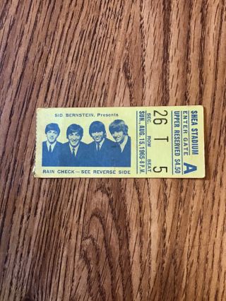 1965 The Beatles Shea Stadium Ticket Stub In