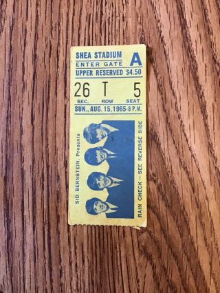 1965 The Beatles Shea Stadium Ticket Stub in 2