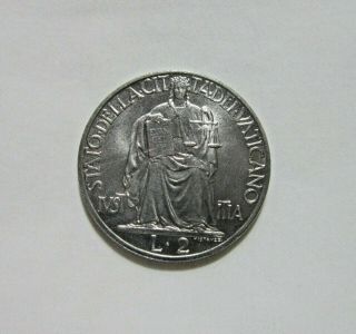 Vatican City.  2 Lire,  1942.  Pope Pius Xii.  Uncirculated.
