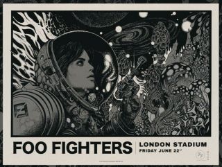 Foo Fighters London Stadium Concert Poster Richey Beckett 22/6/18 Signed 150/400