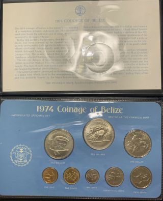 1974 Coinage of Belize 8 Coin Franklin Uncirculated Specimen Set 3