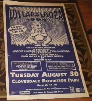 Lollapalooza Vancouver 1994 Poster And Local Crew Pass Set Huge Wow