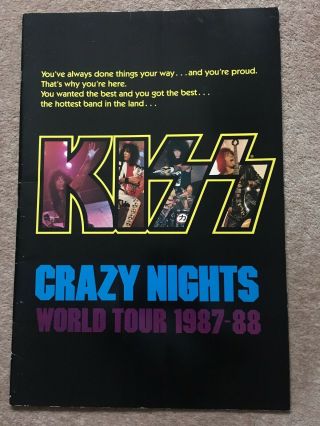 Kiss Crazy Nights Tour Book Programme From 1987/88 World Tour Large Book