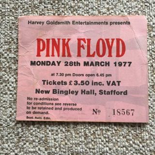 3 X Pink Floyd Stafford Tickets 28th,  29th,  30th March 1977 - See All Photos