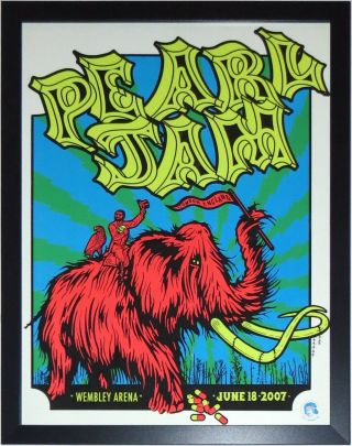 Pearl Jam 2007 Wembley Concert Poster Professionally Framed 18x24 By Ames Bros