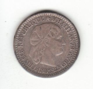 1882 Haiti 0.  835 Silver 10 Centimes Km 44.