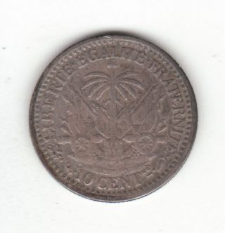 1882 Haiti 0.  835 Silver 10 Centimes KM 44. 2