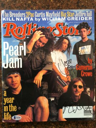 Jeff Ament Mike Mccready Pearl Jam Signed Autographed Rolling Stone Beckett Bas