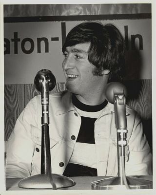 Beatles Vintage John Lennon Photo From Aug 1965 Houston Tx Press Conference