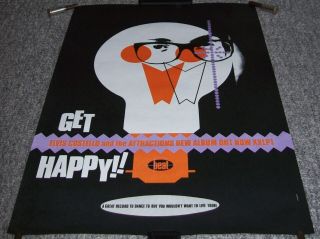 Elvis Costello Bubbles U.  K.  Record Company Promo Poster " Get Happy " Album 1980