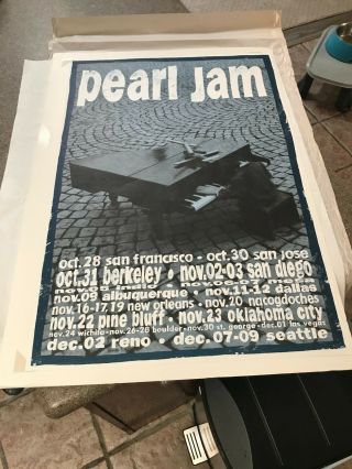 Pearl Jam 1993 Ames Tour Poster Signed By Mike,  Jeff,  And Stone