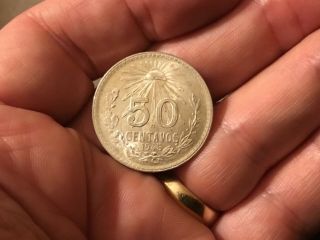 1945 50 Centavos Mexico Silver Coin,  8.  3 Grams