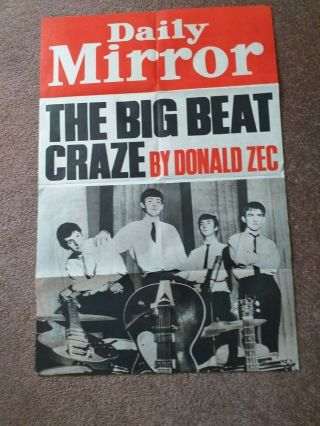 The Beatles Daily Mirror Big Beat Craze Poster Bill Board By Donald Zec