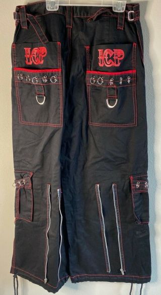 RARE Vintage Tripp NYC Red Black Juggalo ICP Insane Clown Hatchetman Phat pants 2