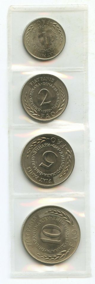 Gn946 - Yugoslavia 1,  2,  5,  10 Dinara 1970 - 1976 Km 55,  56,  61,  63 Fao Jugoslawien