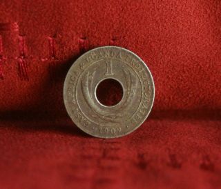1909 East Africa 1 Cent World Coin Km5a Tusk Edward Vii One Cent