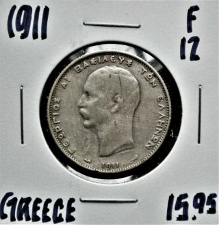 1911 Greece 2 Drachmai,  Fine Polished
