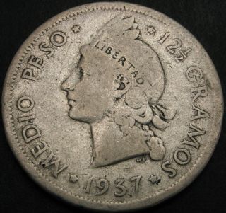 Dominican Republic 1/2 Peso 1937 - Silver - F - 577 ¤