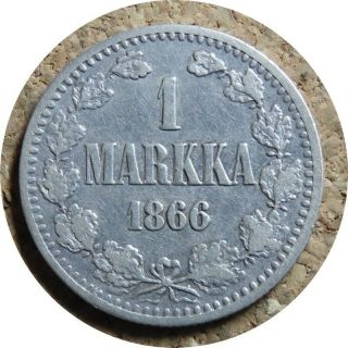 Elf Finland Under Russia 1 Markka 1866 S Silver