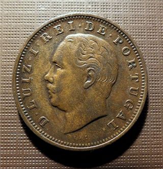 Portugal - 1884 20 Reis,  Bronze Coin - King D Luiz I - Km 527 Tskc
