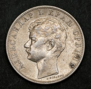 1897,  Kingdom Of Serbia,  Alexander I.  Silver 2 Dinara Coins.  Cleaned Axf