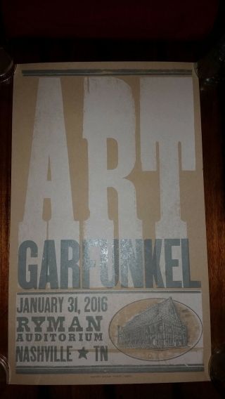 Art Garfunkel Ryman Hatch Show Print Nashville 2016 Concert Tour Poster Simon