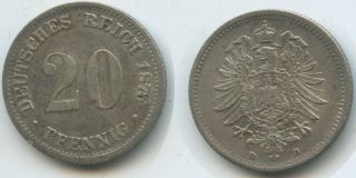 G11159 - Germany Empire 20 Pfennig 1875 D Km 5 Vf Wilhelm I.  Deutsches Reich