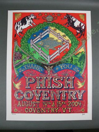 August 14 15 2004 Phish Coventry Vermont Vt Signed Jim Pollock Le Poster Print