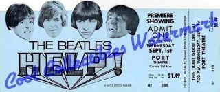 Beatles 1965 Ticket Help Movie Premiere Usa Mt Vintage Authentic Bl